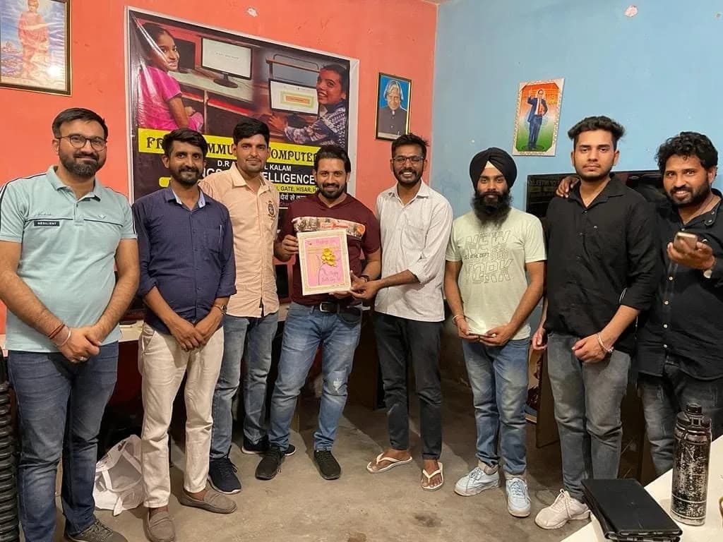 The Paryatan Foundation team at the Free Community Computer Lab in Hisar